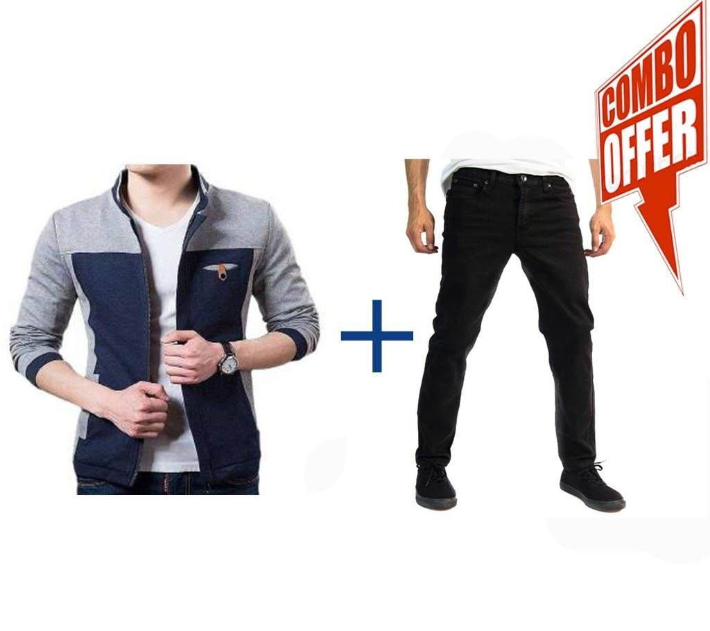gents regular fit cotton jacket+Menz Slim Fit Jeans pant Combo Offer 