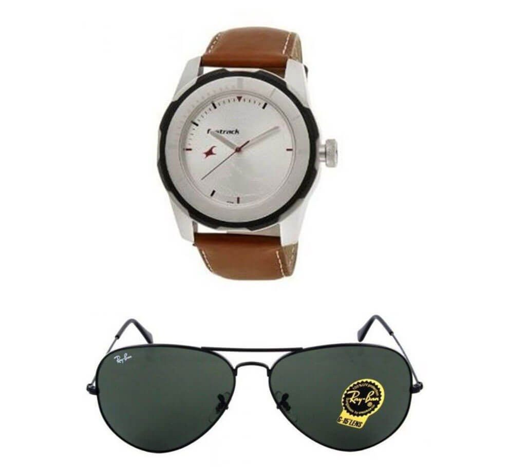 Fastrack Watch & Rayban Sanglasses (Copy) Combo