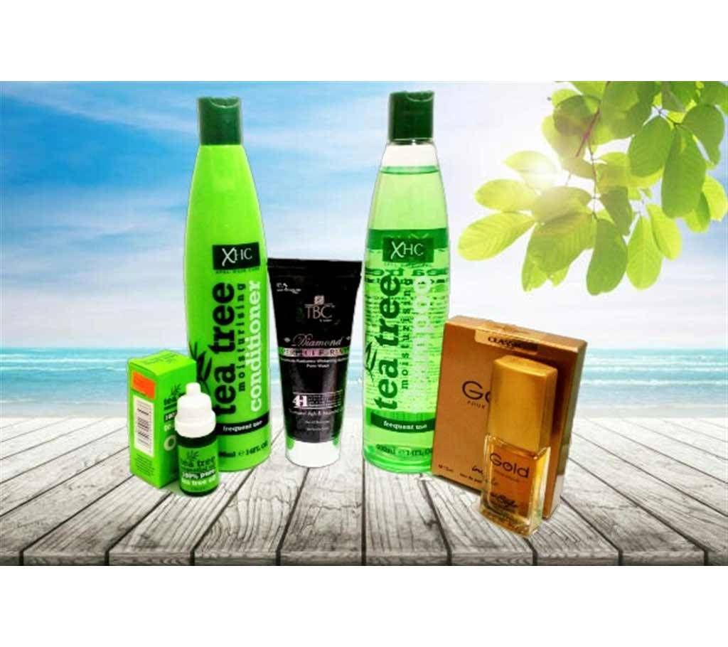 Tea Tree Shampoo, Conditioner, Oil, TBC Diamond Perfect Forever FacewashGold Pocket Perfume Combo Offer UK INDIA