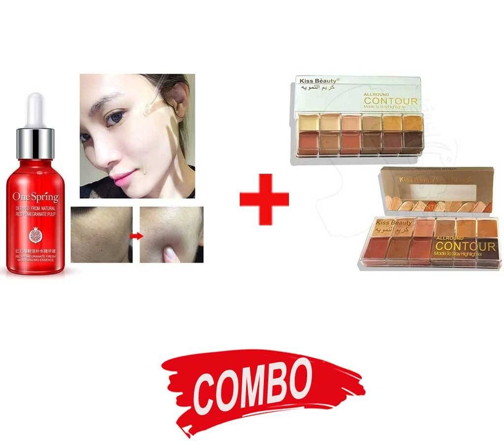 Kiss Beauty Contour+Concealer Palette UK+One Spring Nourishing Moisturizing Essence Serum - Korea combo  