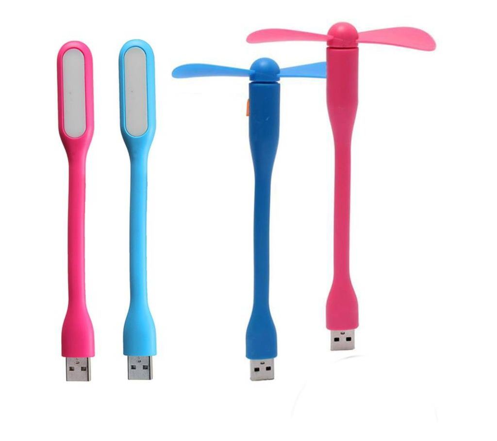 Portable Mini Usb Light And Fan (2 pecs) Combo offer 