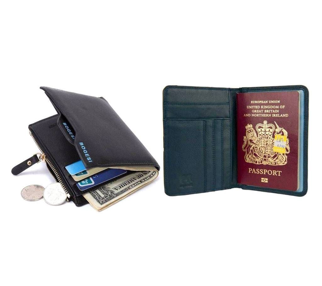 Bogesi Wallet & Passport Cover Holder Combo