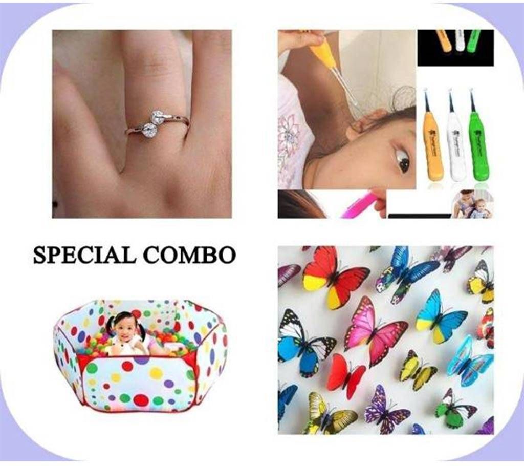 4 Pack of combo Finger Ring ,Ear Cleaner ,Toy Tent,Sticker