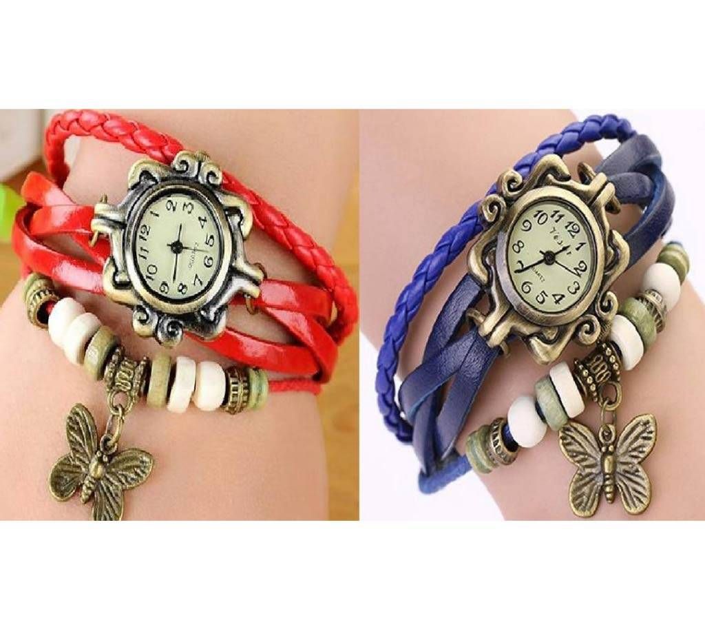Combo Offer Butterfly  Watch- Red & Blue