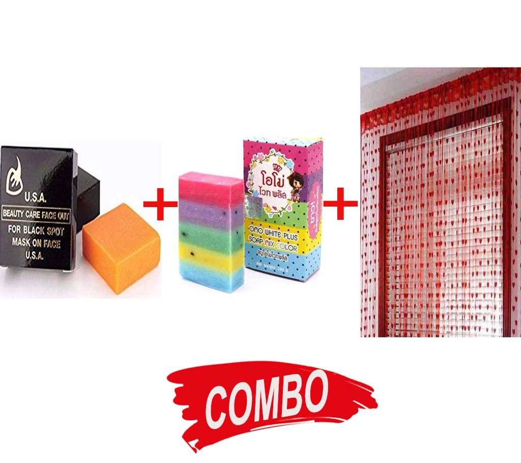 Red Heart Net Curtain + USA Beauty Care Whitening Soap + OMO White Plus Soap Combo Offer
