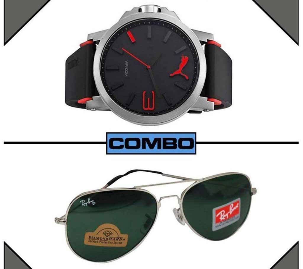 Puma copy watch and sunglasses combo 