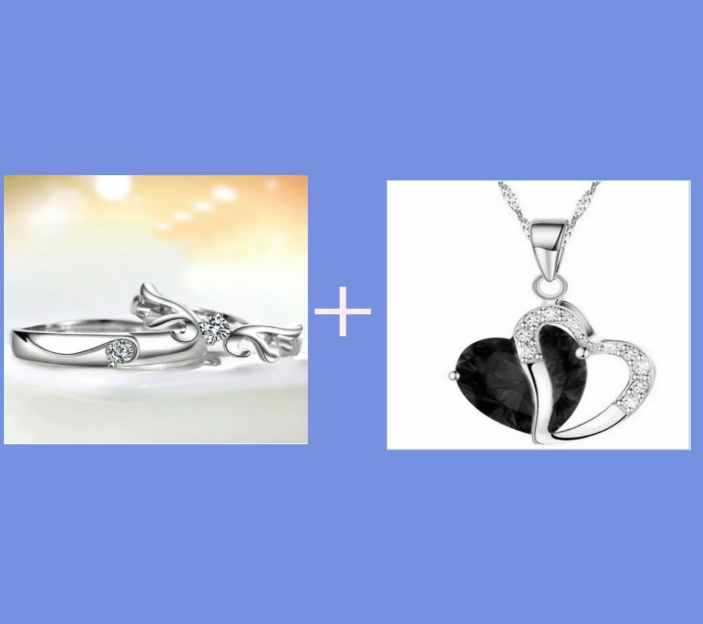 Couple Ring And Heart Shape Pendant Combo Offer