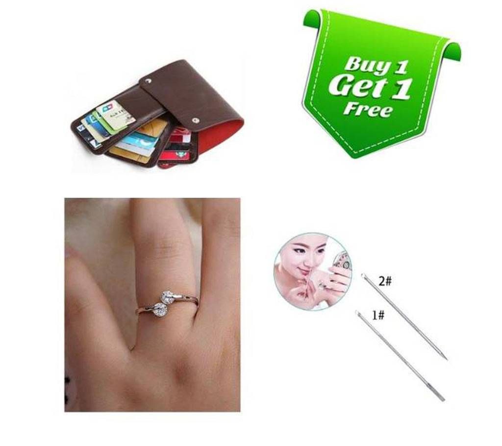 Finger Ring-Leather credit card holder-Blackhead Remover Combo