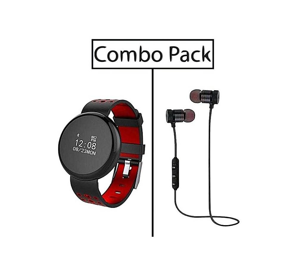 Combo of F4 Smart Watch and Stereo Super Bass Wireless Earphone