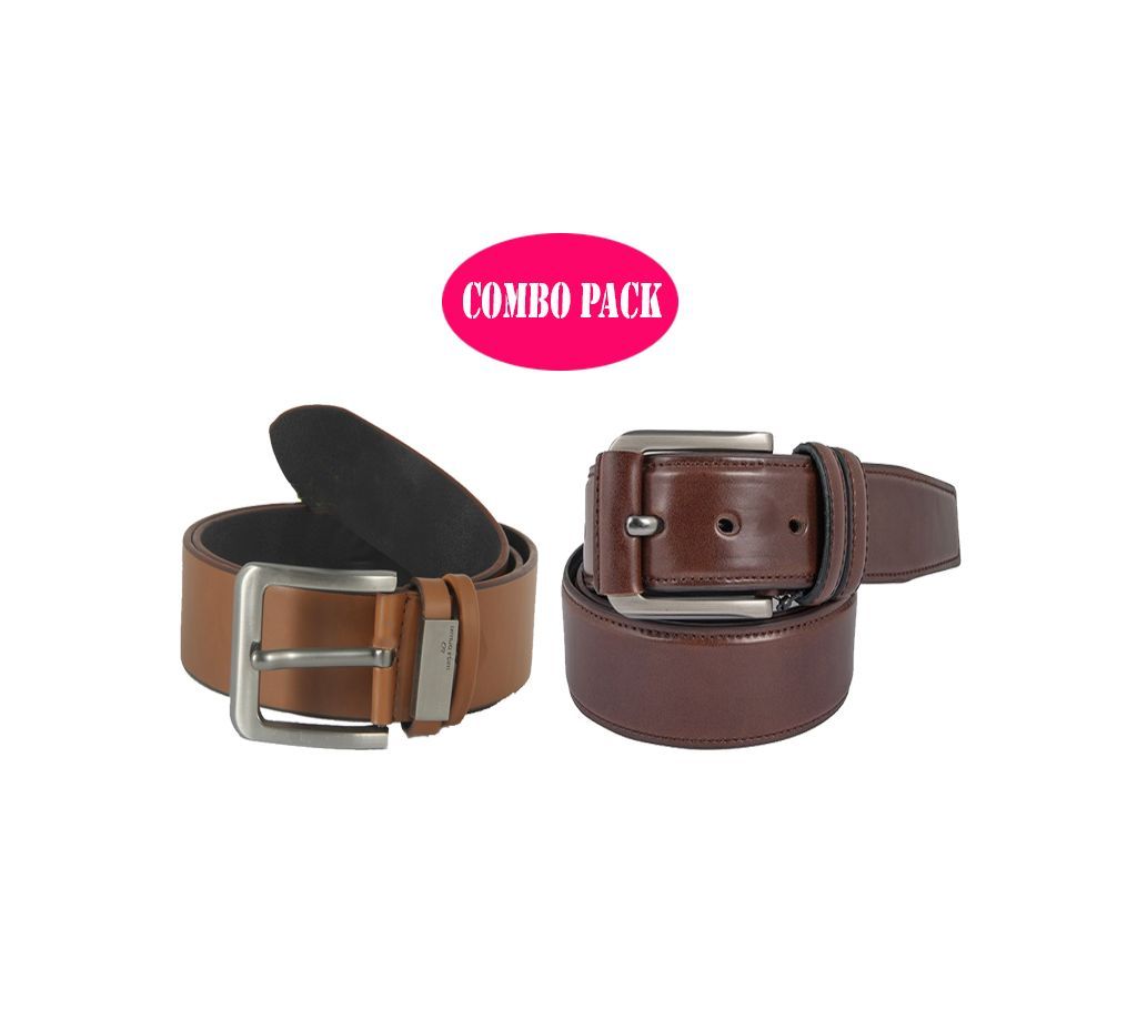 Artificial Leather Belt 2 pieces Combo Pack For Man