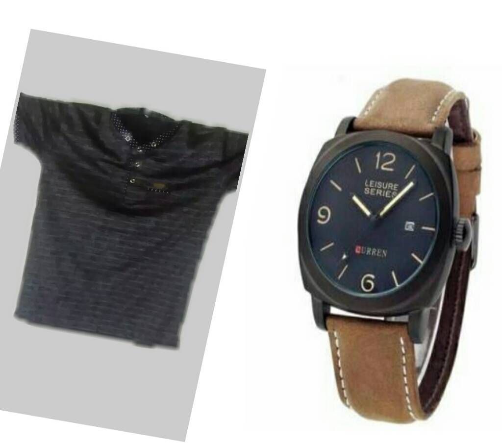 CURREN Gents Watch (Copy) + T-shirt Combo Offer