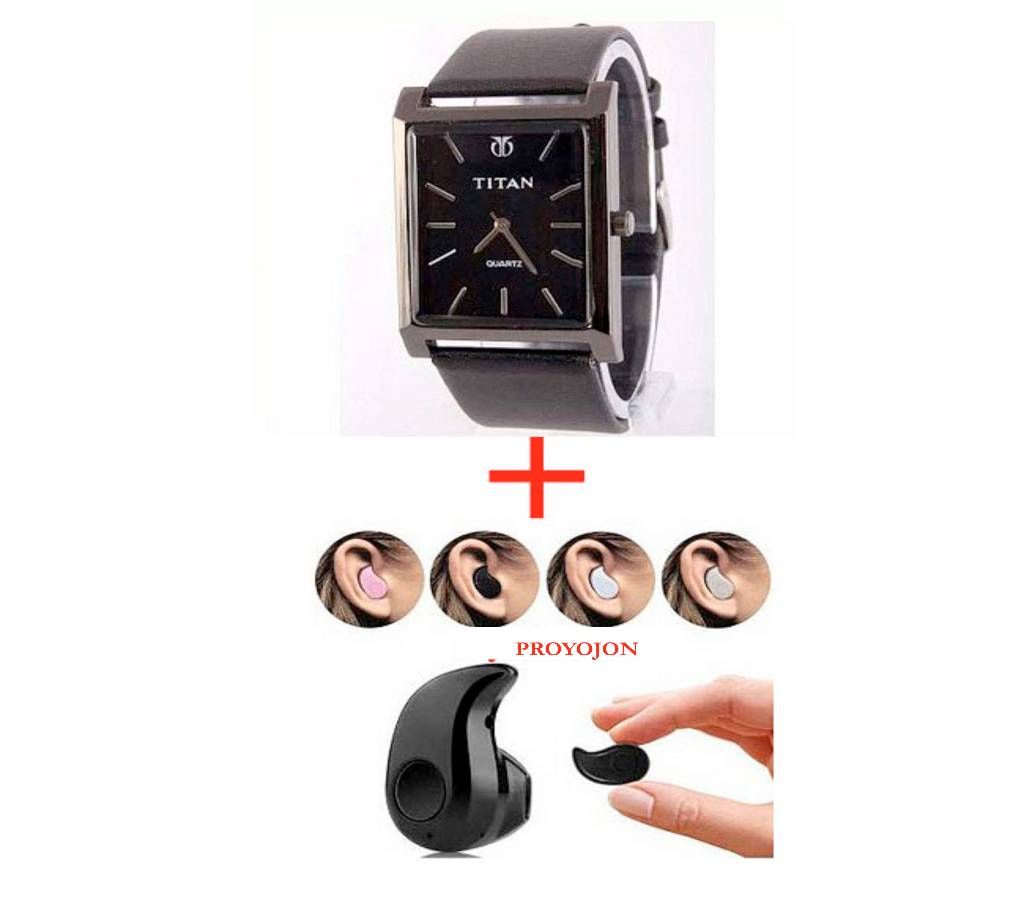 TITAN  Gents Wrist Watch (Copy)+BLUETOOTH EARPHONE  Combo Offer