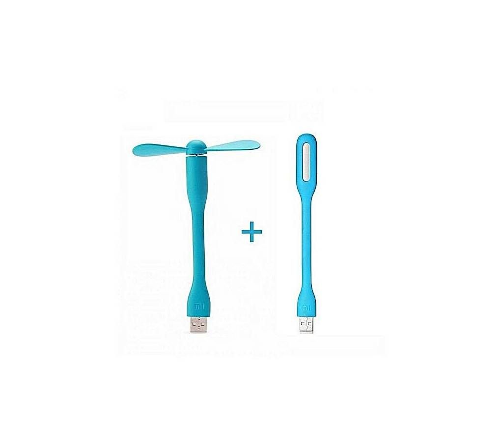 Combo Pack of 2 USB Fan And Usb Light - Sky Blue