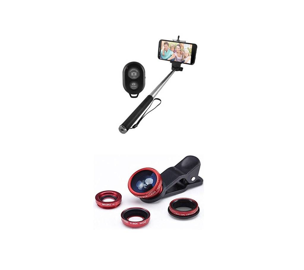 Combo Offer of Mobile Clip Lens and Selfie Stick
