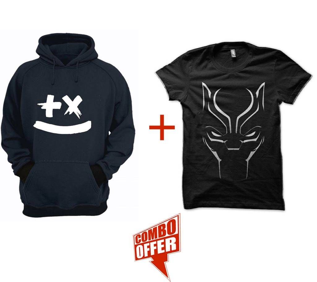 Marin-Garix-Black-Mens-Hoodie+Gents Summer T-Shirt - bpface Combo Offer 