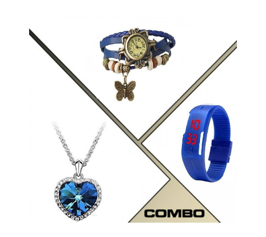  combo Couple Offer LED Watch+ Women Watch + Locket 