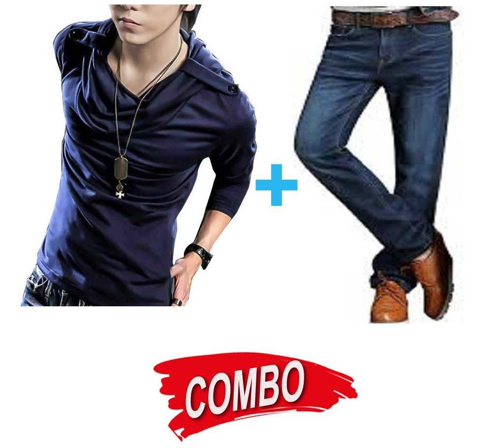 Gents Full Sleeve Hoodie  + Menz Slim Fit Jeans Pants Combo Offer 