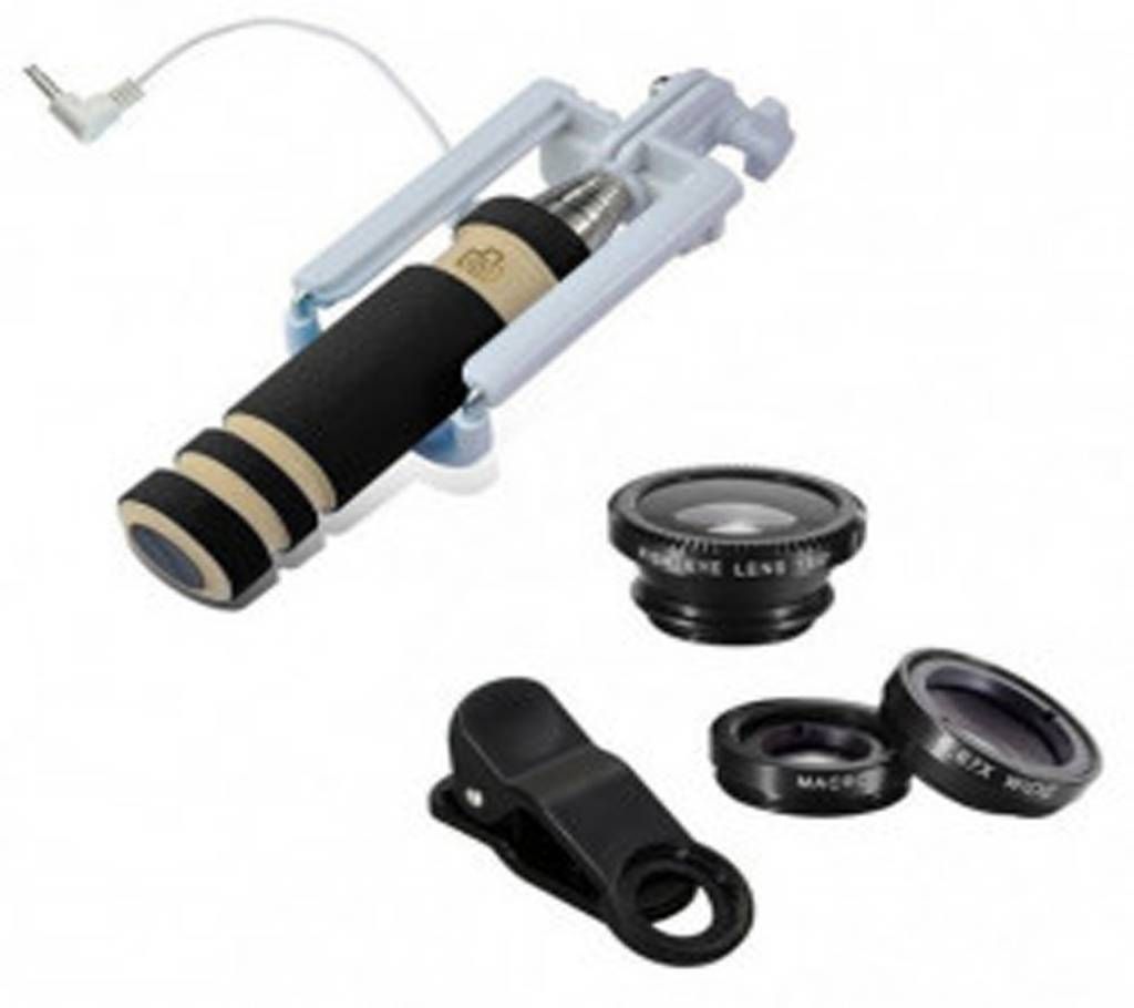 Combo Selfie Stick & Clip Lens