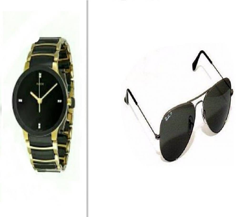 Combo of RADO Gents Watch (copy) + Ray Ban Sunglasses for Men - Copy