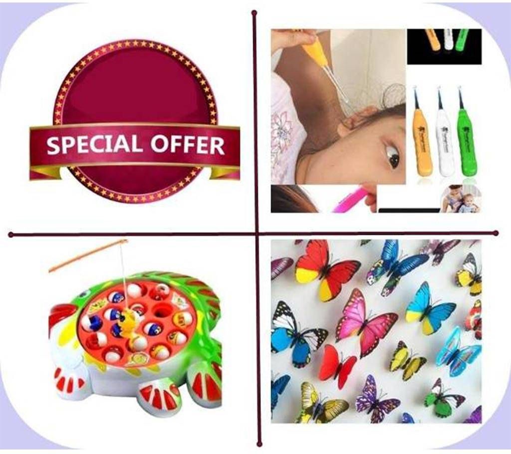 3 Pack of Combo Ear Cleaner + Fishing Fish Game+Sticker