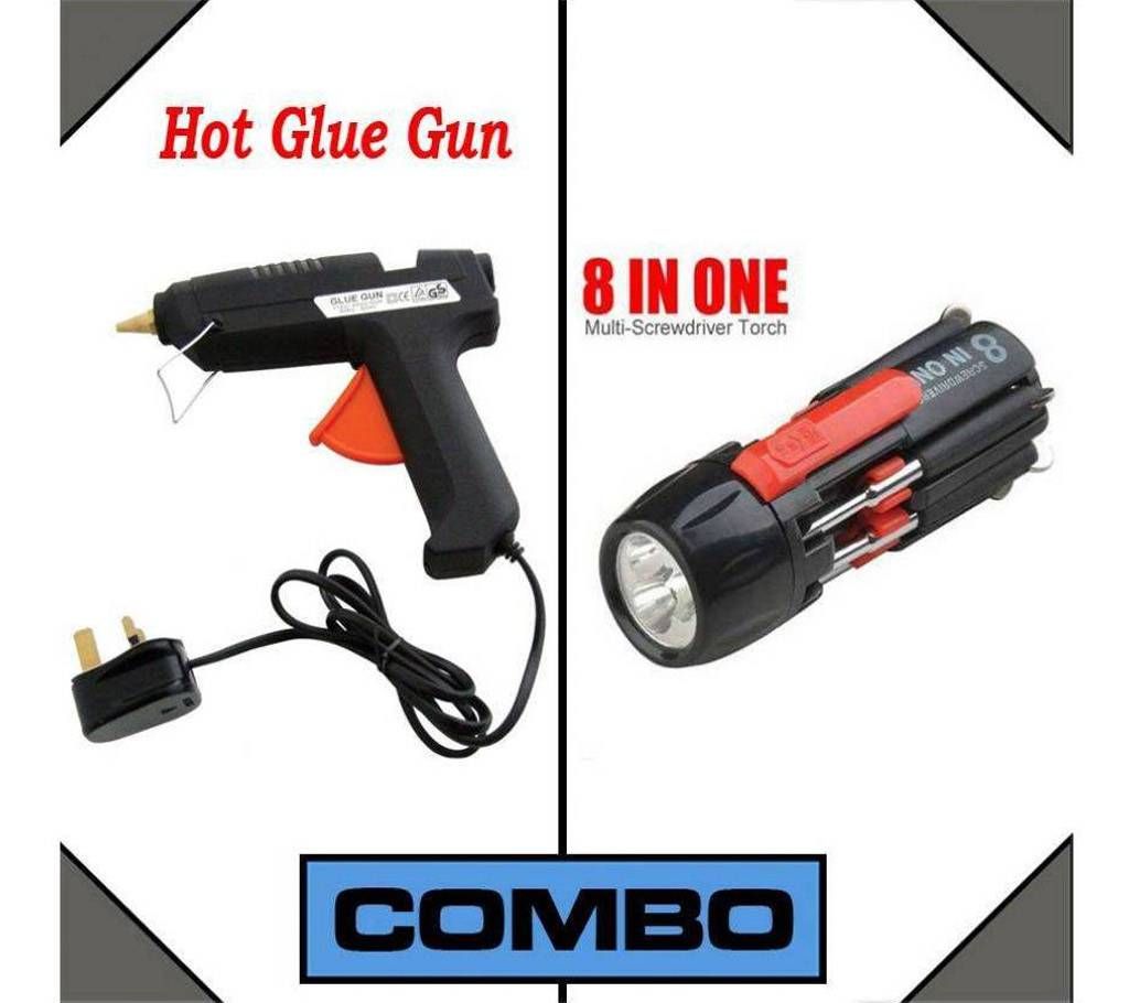Combo of Hot Glue Gun & 8 in 1 Screw Driver