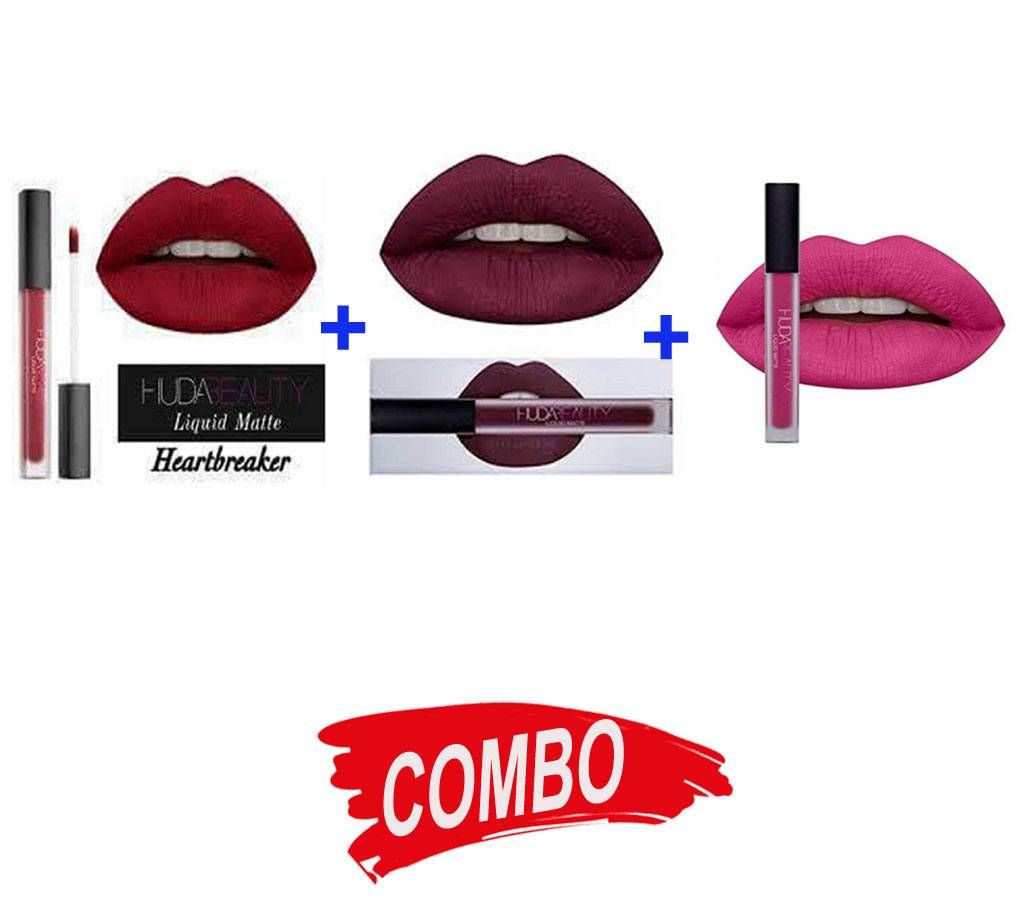 HUDA Beauty Liquid Matte Lipstick (3 Colors) - Combo Offer