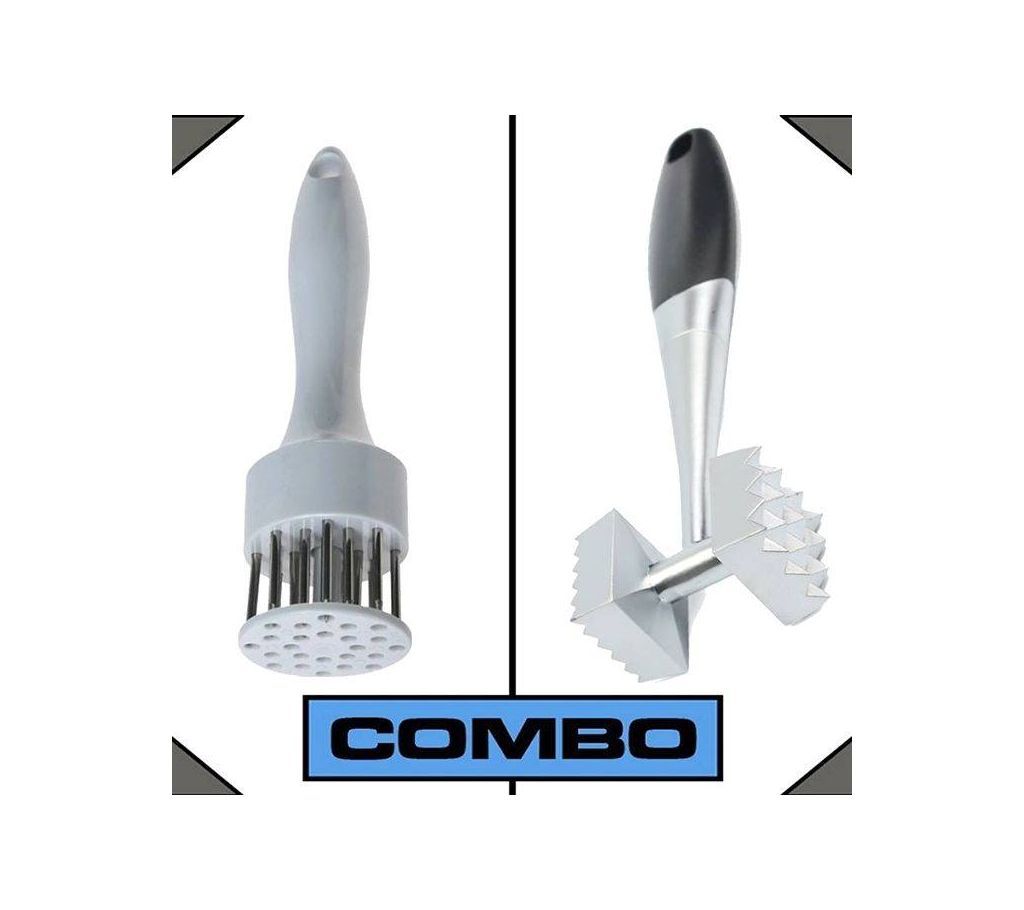 Meat Tenderizer + Meat Hammer Combo - White and Silver