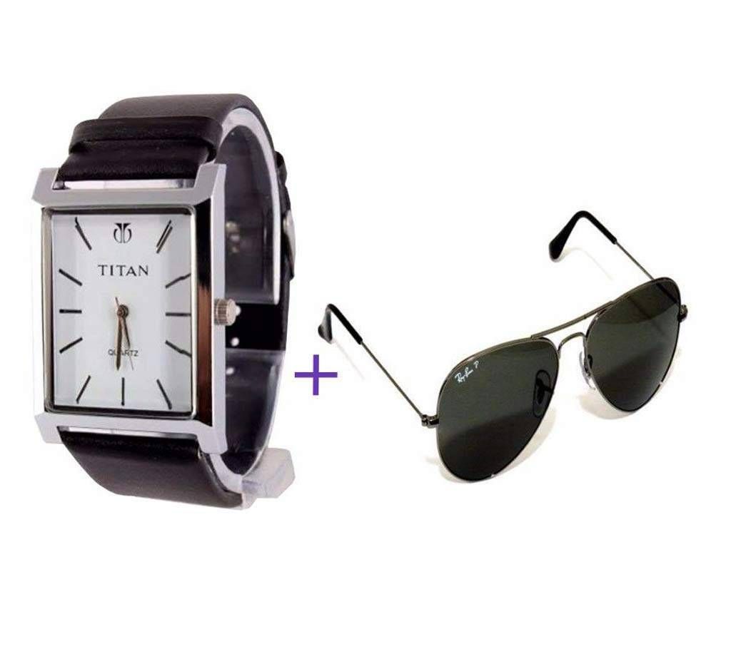 Ray-Ban (Copy) Sunglass + TITAN (Copy) Gents Watch