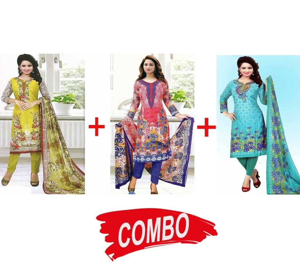 Unstitched Cotton Salwar Kameez (3 Pieces) Combo Offer
