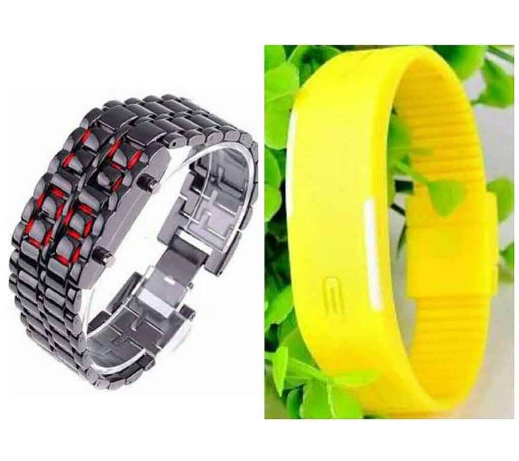 ED samurai bracelet + LED sports watch Combo