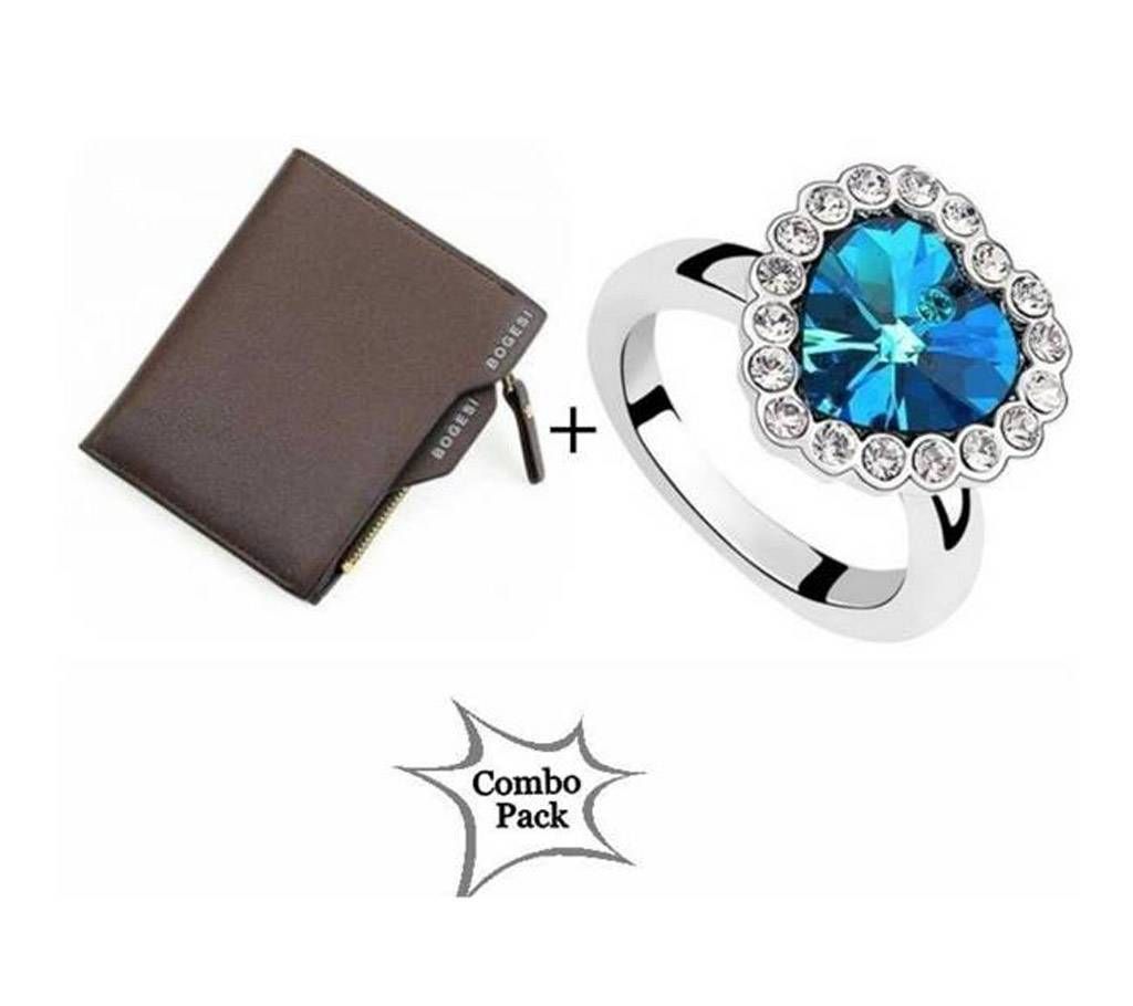Combo of Finger Ring & money purses Men Wallet