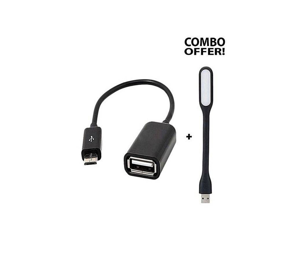 USB OTG Cable And Portable USB Light Combo 