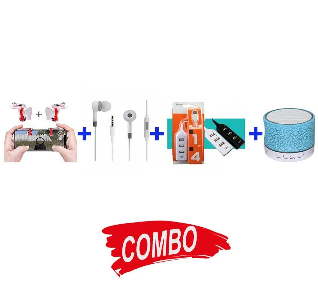 3 IN 1MOBILE ZOOM LENS + Ultra Small Bluetooth 4.0 Headset Combo Offer +4 PORT HUB WITH SWITCH+A9 Mini Wireless Bluetooth Speaker - White & BlueCombo Offer