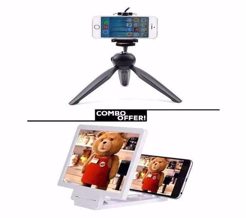 Mobile Stand and 3D Magnifying Screen Combo