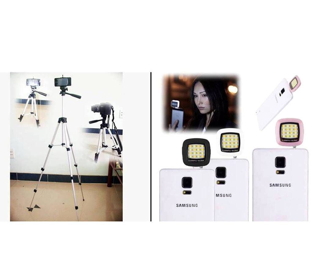 Tripod camera stand+selfie light combo