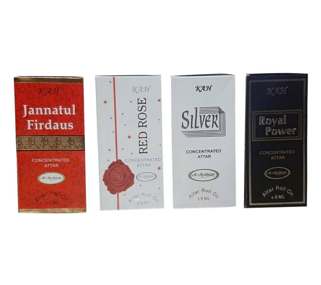 Jannatul Firdous, Red Rose, Silver & Royal Power 4ps Concentrated perfume Combo -6ml