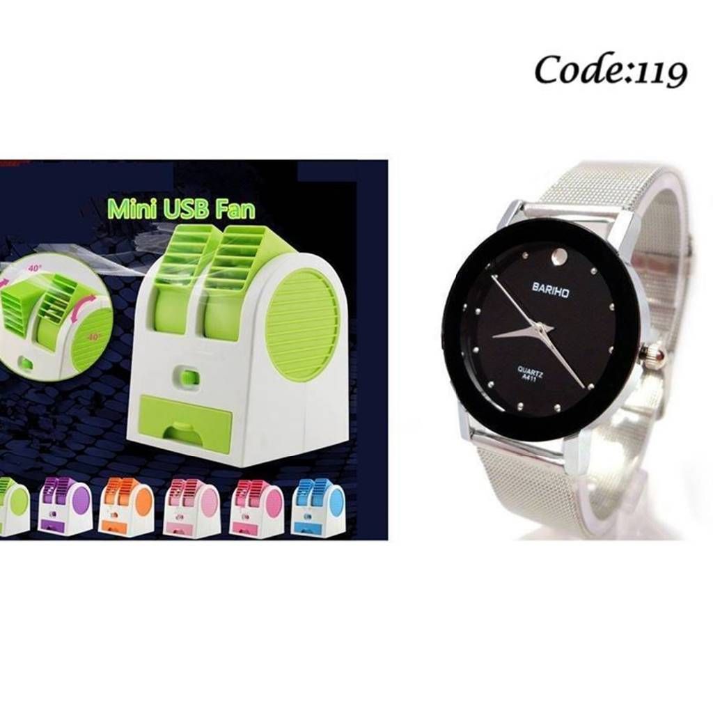 mini USB air cooler+ Bahiro ladies watch combo 