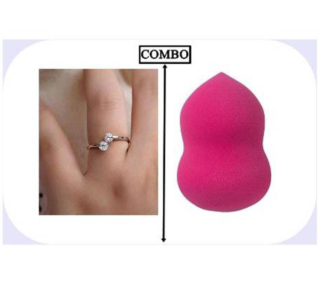 Combo of Rose Gold Finger Ring + Beauty Blender Sponge 