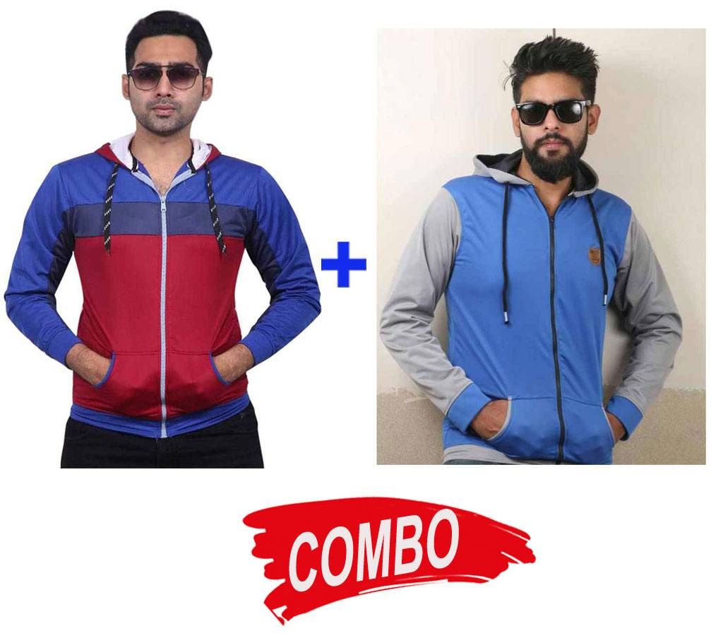 Menz full sleeve Hoddie-Red Stylish Hoodie for men - Sky Blue Combo Offer
