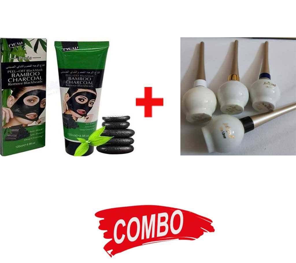 Blackheads Remover Peel Off Mask 120ML +Just Gold Deep Black Matte Eyeliner 1.8g Combo 