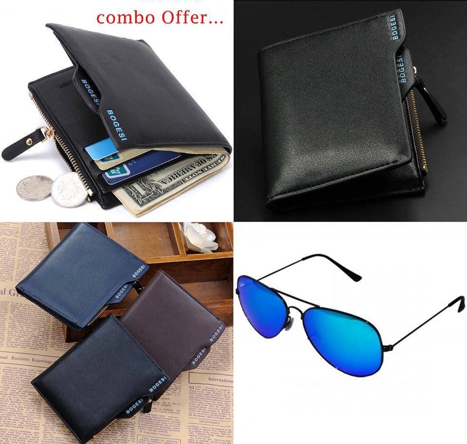 Bogesi Mens Wallet + Ray Ban Sunglasses copy