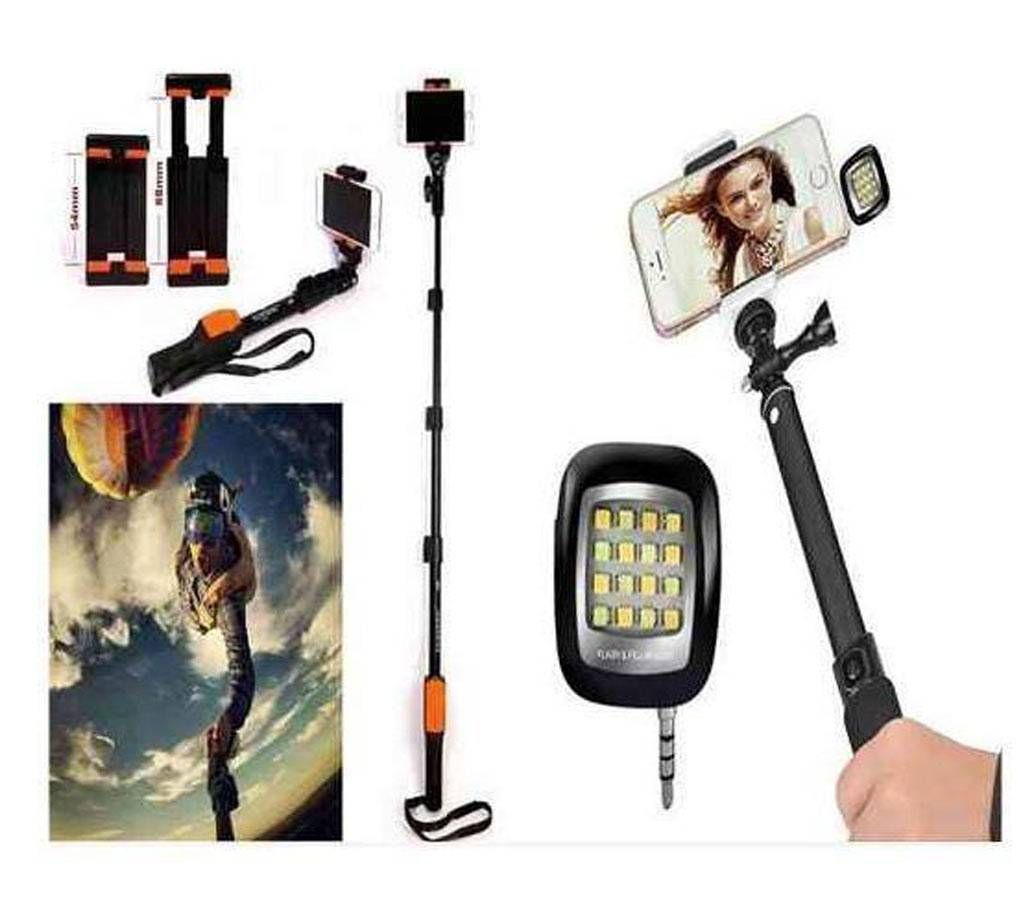 Yunteng Selfie Stick + Mini Flash Light Combo