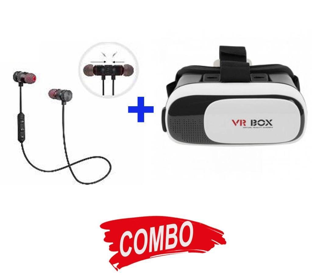 VR Box + BMI Magnet Wireless Stereo Bluetooth Earphone Combo Offer
