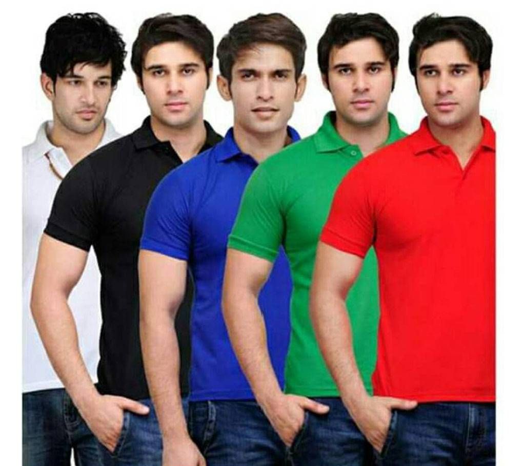 Solid Color Cotton Polo Shirt For Men (Combo)