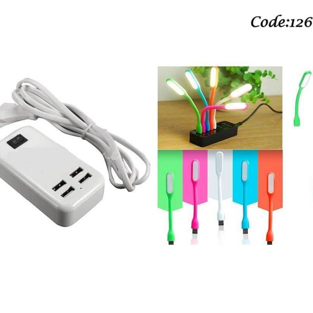 4 ports USB charger+USB portable LED light combo 