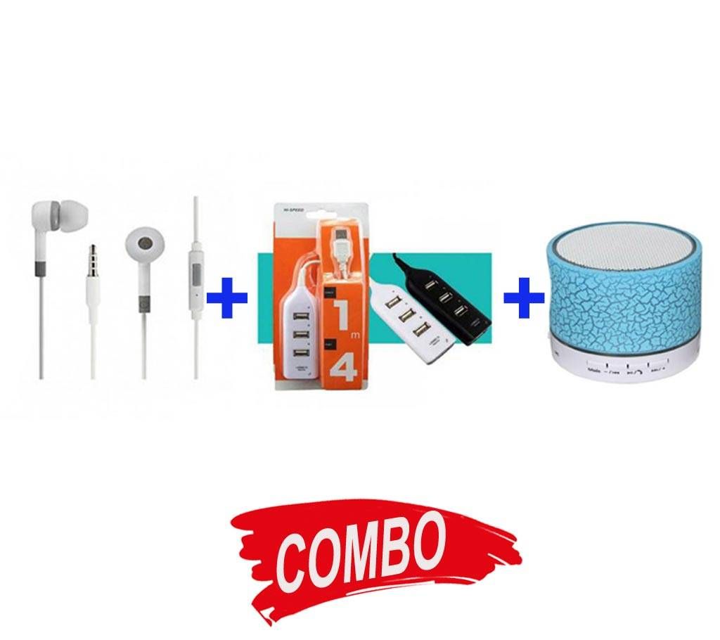 MI-HEADPHONE-REPLICA-582+A9 Mini Wireless Bluetooth Speaker - White & Blue+4 PORT HUB WITH SWITCH Combo Offer 