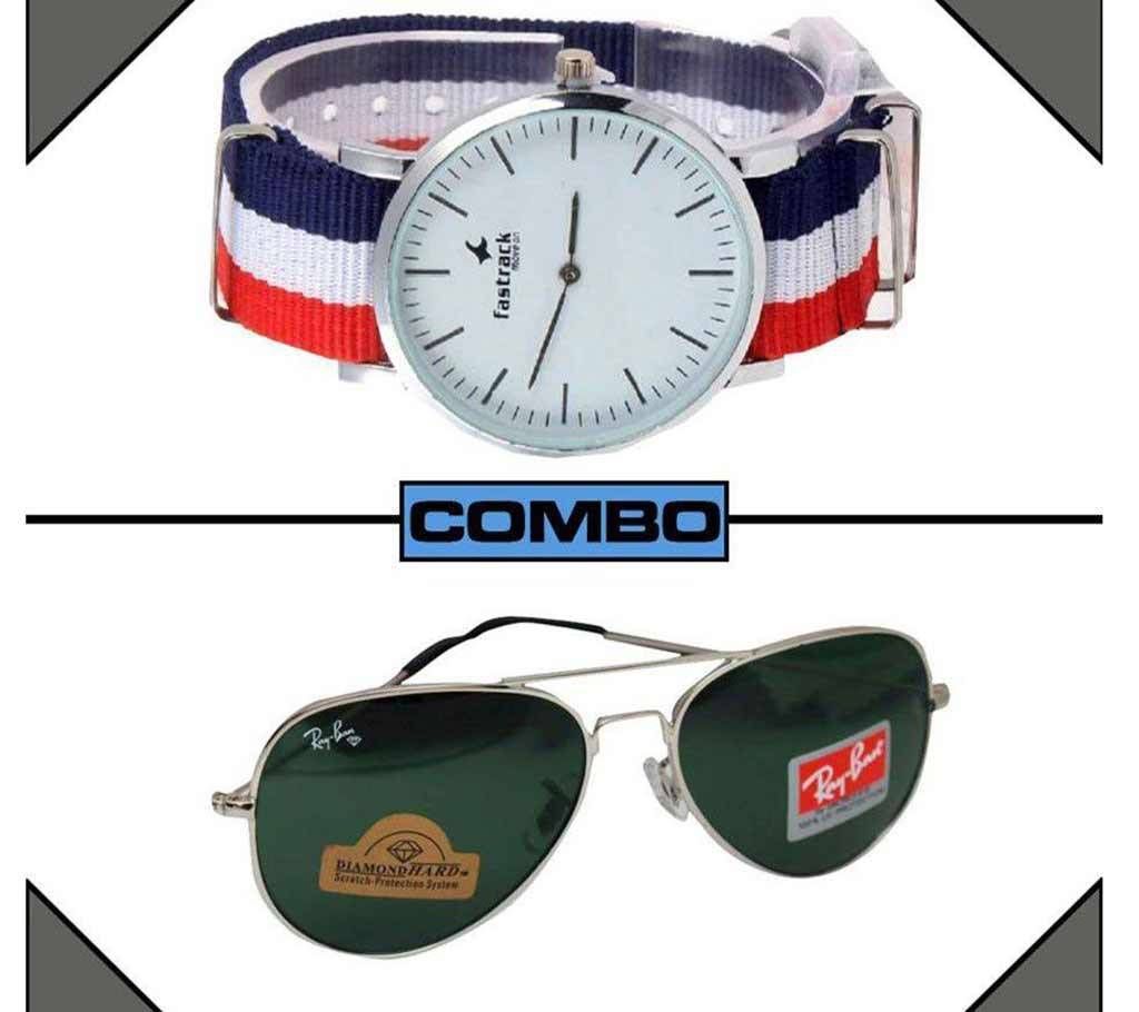 Fastrack copy watch and sunglasses combo 