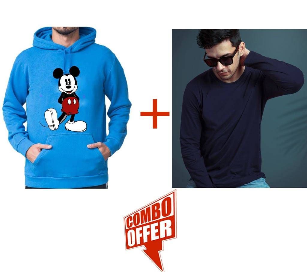 MICKEY MOUSE Cotton Hoodie for Man by Aynaghor + Mens Full Sleeve Shirt  Combo Offer 