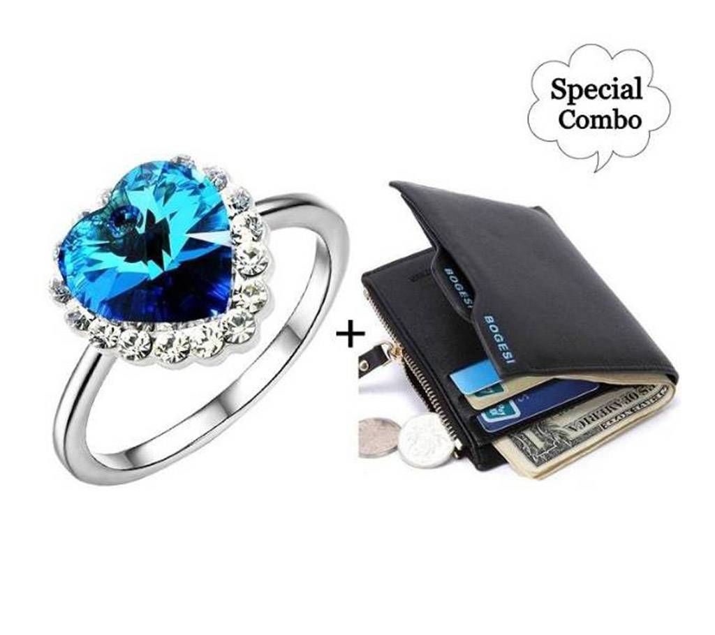 Combo of Leather Wallet & Finger Rings