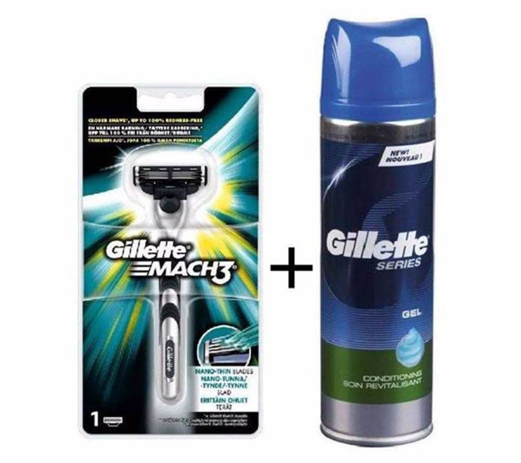 Gillette Shaving Gel+Mach3 Shaving razar combo off